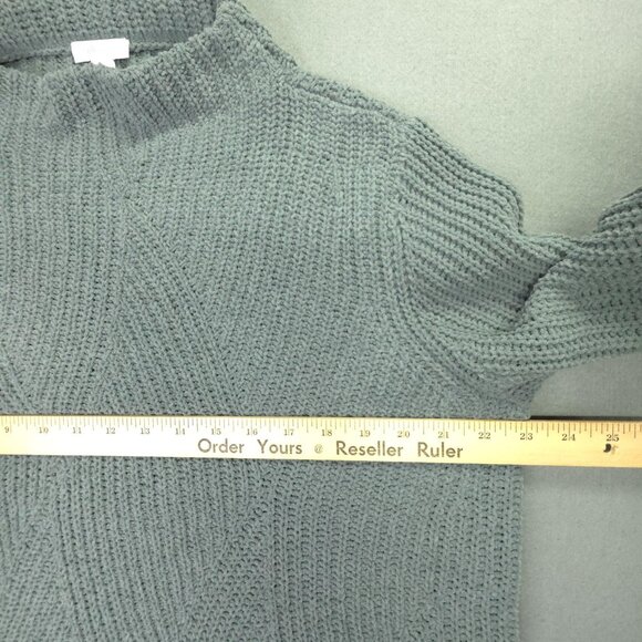 J Jill Sweater Women L Sage Green Chenille Mock Neck Pullover Chunky Plush Tunic - Picture 6 of 11